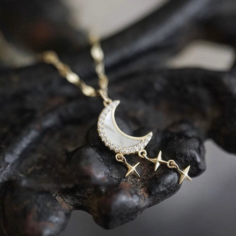 MOP Moon Star Diamond Necklace Necklace Claire & Clara
