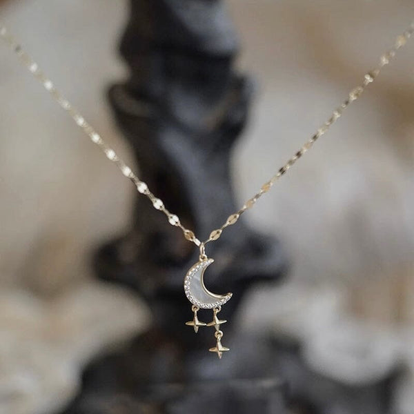 MOP Moon Star Diamond Necklace Necklace Claire & Clara 