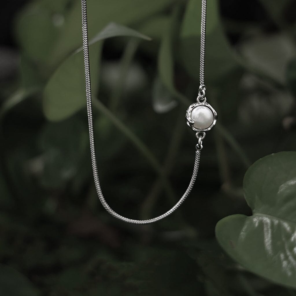 Natural Pearl Lava Shaped Snake Bone Necklace Necklace Claire & Clara