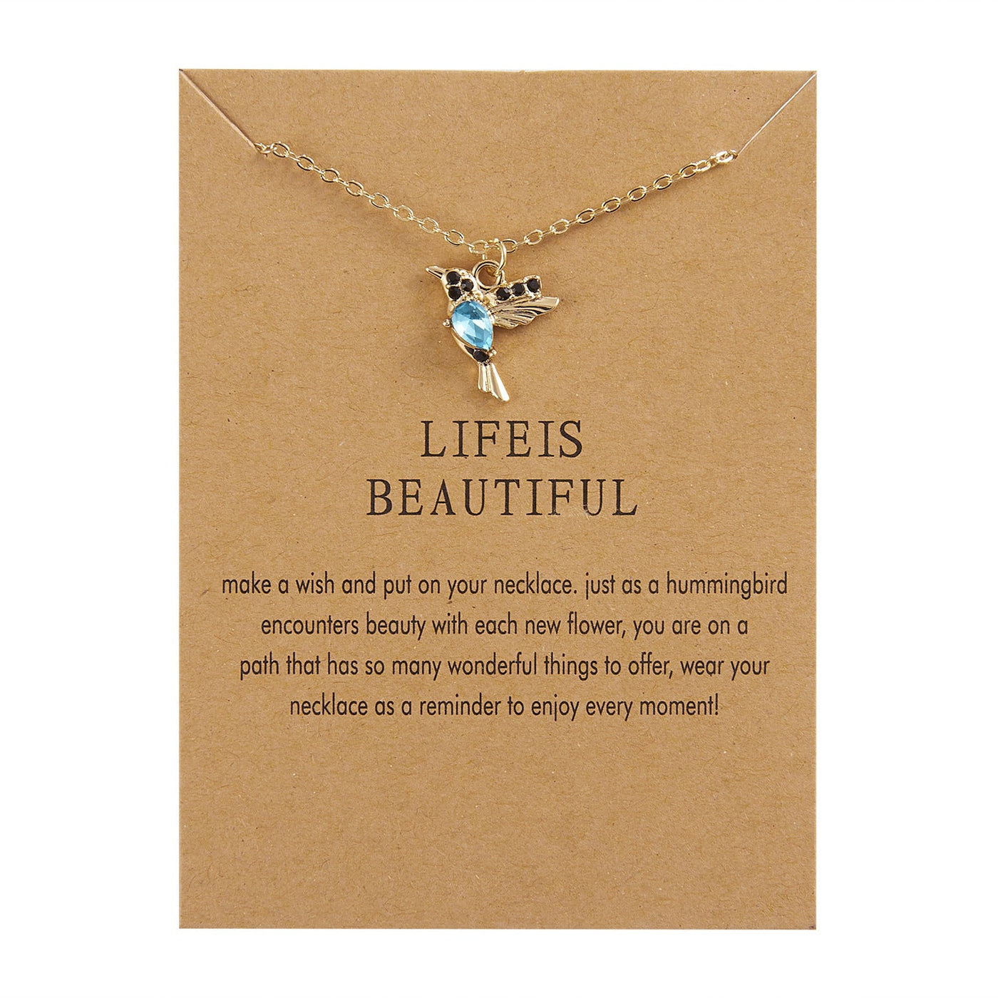 New Crystal Hummingbird Necklace Necklace Claire & Clara Blue