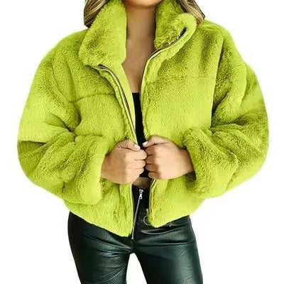 Oliver Fluffy Cropped Overcoat Outerwear Claire & Clara Green S