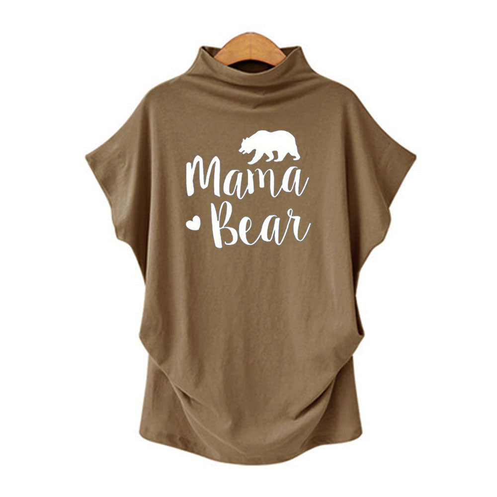 Olivia Mama Bear Turtleneck Casual Tee Top Claire & Clara Camel S