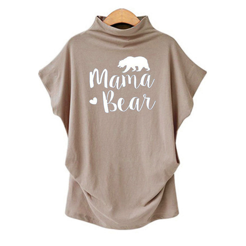 Olivia Mama Bear Turtleneck Casual Tee Top Claire & Clara Khaki S