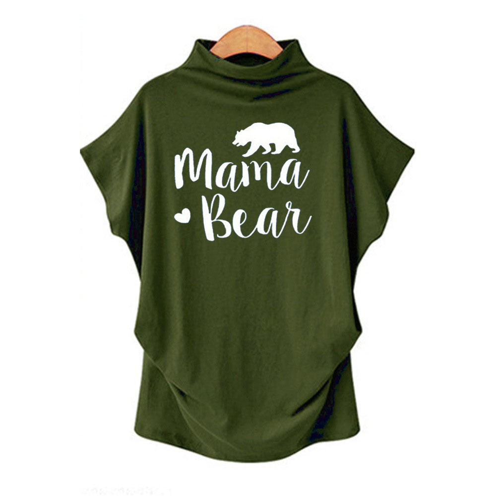 Olivia Mama Bear Turtleneck Casual Tee Top Claire & Clara Navy S