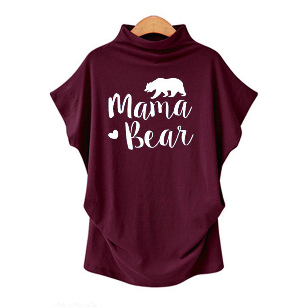 Olivia Mama Bear Turtleneck Casual Tee Top Claire & Clara Wine S
