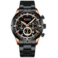 ONLYOU Steel Waterproof Quartz Chronograph Watch Watches Claire & Clara Black Gold 