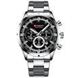 ONLYOU Steel Waterproof Quartz Chronograph Watch Watches Claire & Clara Silver Black