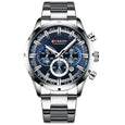 ONLYOU Steel Waterproof Quartz Chronograph Watch Watches Claire & Clara Silver Blue