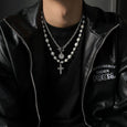 Pearl Cross Zirconia Necklace Necklace Claire & Clara