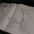 Pearl Cross Zirconia Necklace Necklace Claire & Clara Silver