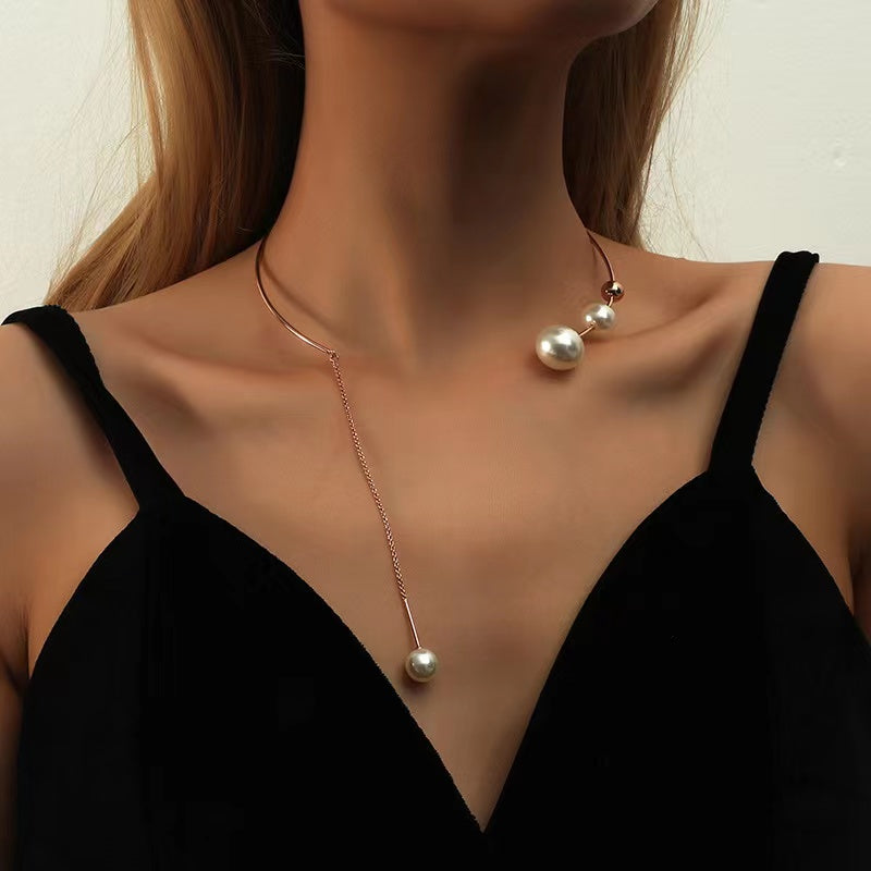 Pearl Tassel Niche Design Choker Necklace Claire & Clara