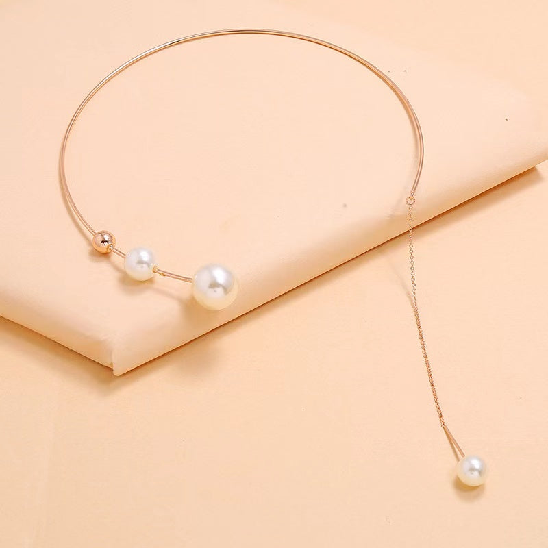 Pearl Tassel Niche Design Choker Necklace Claire & Clara Rose Gold