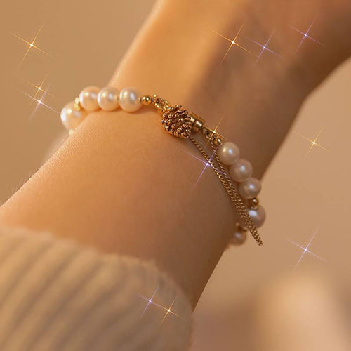 Pine Nut Pendant Pearl Adjustable Bracelet Bracelets Claire & Clara