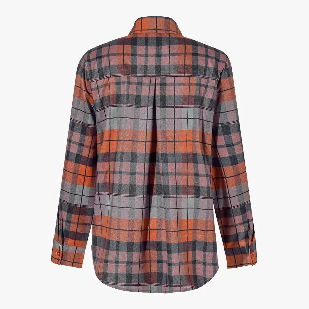 Plaid Basic Long Sleeve Casual Shirt Top Claire & Clara