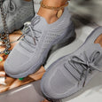 Polly Mesh Lace-Up Wedges Chunky Vulcanized Sneakers Shoes Claire & Clara