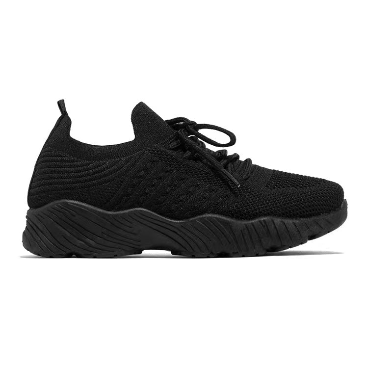 Polly Mesh Lace-Up Wedges Chunky Vulcanized Sneakers Shoes Claire & Clara Black US 4.5