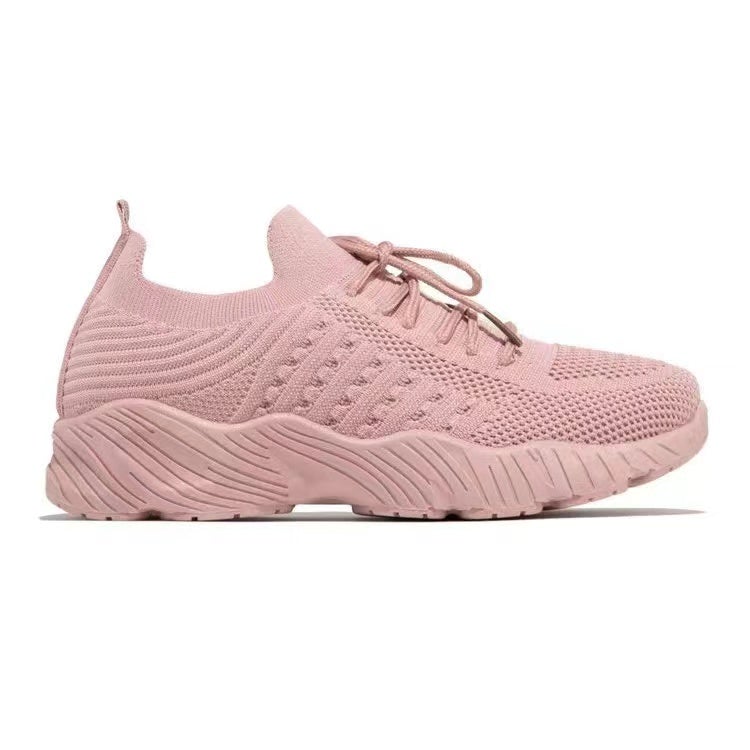Polly Mesh Lace-Up Wedges Chunky Vulcanized Sneakers Shoes Claire & Clara Pink US 4.5