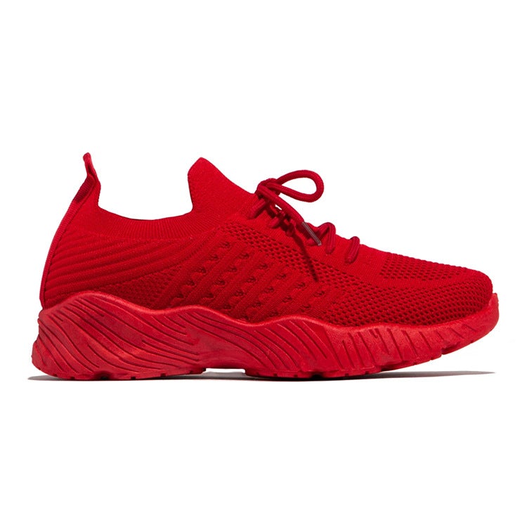Polly Mesh Lace-Up Wedges Chunky Vulcanized Sneakers Shoes Claire & Clara Red US 4.5