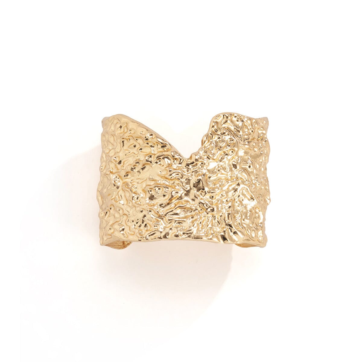 Punk Metal V-Notched Textured Bracelet Bracelet Claire & Clara Wide Gold