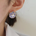 Purple Camellia Pearl Earrings Earrings Claire & Clara
