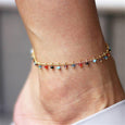 Rainbow Beaded Tassel Pendant Anklet Anklet Claire & Clara Rainbow