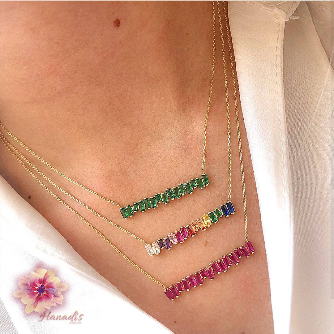 Rainbow Necklace Necklace > zirconias > cubic zirconia > cubic zirconia necklace > gold necklace > rainbow necklace Claire & Clara