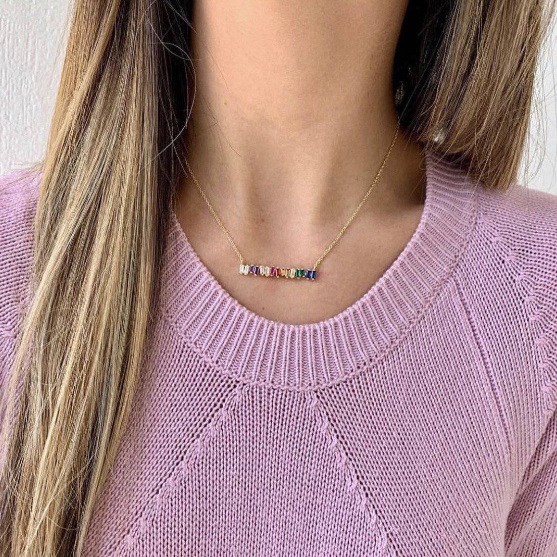 Rainbow Necklace Necklace > zirconias > cubic zirconia > cubic zirconia necklace > gold necklace > rainbow necklace Claire & Clara