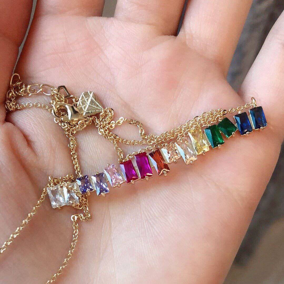 Rainbow Necklace Necklace > zirconias > cubic zirconia > cubic zirconia necklace > gold necklace > rainbow necklace Claire & Clara