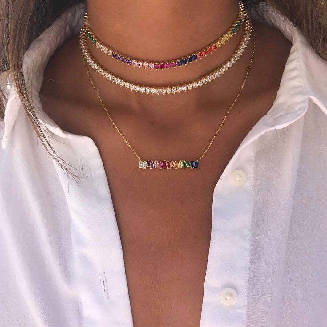 Rainbow Necklace Necklace > zirconias > cubic zirconia > cubic zirconia necklace > gold necklace > rainbow necklace Claire & Clara