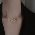 Rectangle Double Shiny Zirconia Circle Necklace Necklace > layered necklace > gold layered necklace > gold necklace > silver necklace > gold chain > gold pendant > silver pendant > gold pendant necklace > choker necklace > choker > gold choker necklace > silver choker necklace > chokers for women Claire & Clara
