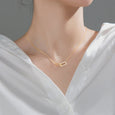 Rectangle Double Shiny Zirconia Circle Necklace Necklace > layered necklace > gold layered necklace > gold necklace > silver necklace > gold chain > gold pendant > silver pendant > gold pendant necklace > choker necklace > choker > gold choker necklace > silver choker necklace > chokers for women Claire & Clara