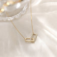 Rectangle Double Shiny Zirconia Circle Necklace Necklace > layered necklace > gold layered necklace > gold necklace > silver necklace > gold chain > gold pendant > silver pendant > gold pendant necklace > choker necklace > choker > gold choker necklace > silver choker necklace > chokers for women Claire & Clara Gold