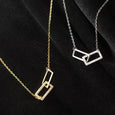 Rectangle Double Shiny Zirconia Circle Necklace Necklace > layered necklace > gold layered necklace > gold necklace > silver necklace > gold chain > gold pendant > silver pendant > gold pendant necklace > choker necklace > choker > gold choker necklace > silver choker necklace > chokers for women Claire & Clara