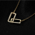 Rectangle Double Shiny Zirconia Circle Necklace Necklace > layered necklace > gold layered necklace > gold necklace > silver necklace > gold chain > gold pendant > silver pendant > gold pendant necklace > choker necklace > choker > gold choker necklace > silver choker necklace > chokers for women Claire & Clara