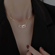 Rectangle Double Shiny Zirconia Circle Necklace Necklace > layered necklace > gold layered necklace > gold necklace > silver necklace > gold chain > gold pendant > silver pendant > gold pendant necklace > choker necklace > choker > gold choker necklace > silver choker necklace > chokers for women Claire & Clara