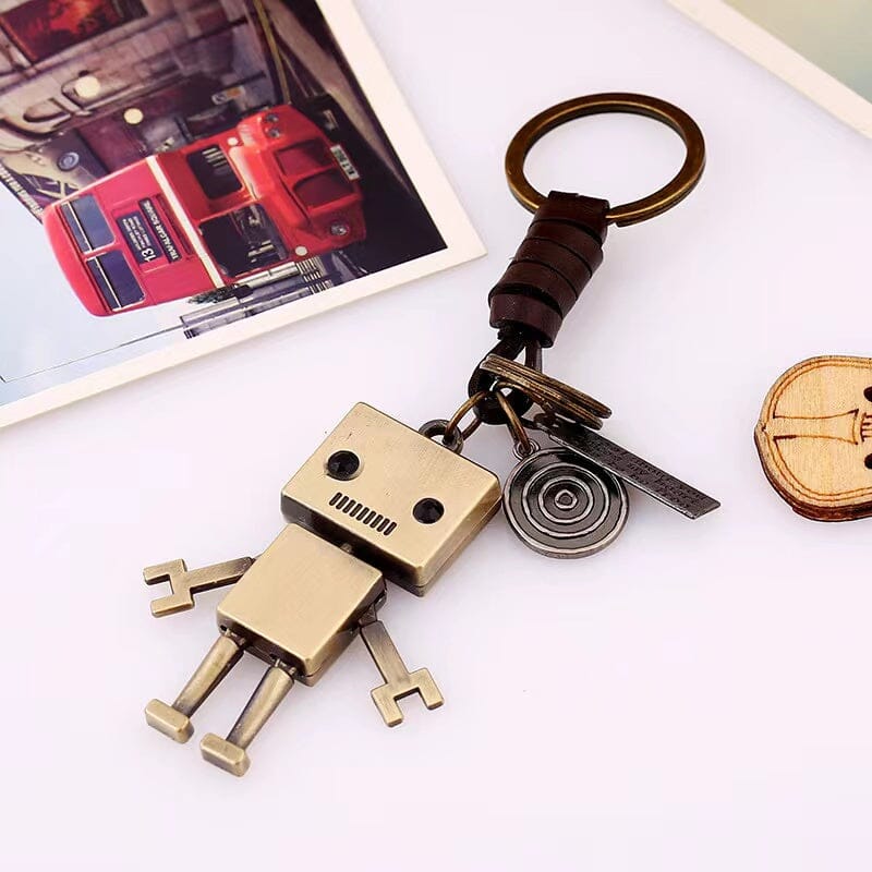 Retro Alloy Robot Leather Keychain Apparel & Accessories Claire & Clara Style 1