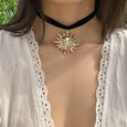 Retro Sun Flannel Choker Necklace Necklace Claire & Clara