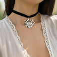 Retro Sun Flannel Choker Necklace Necklace Claire & Clara