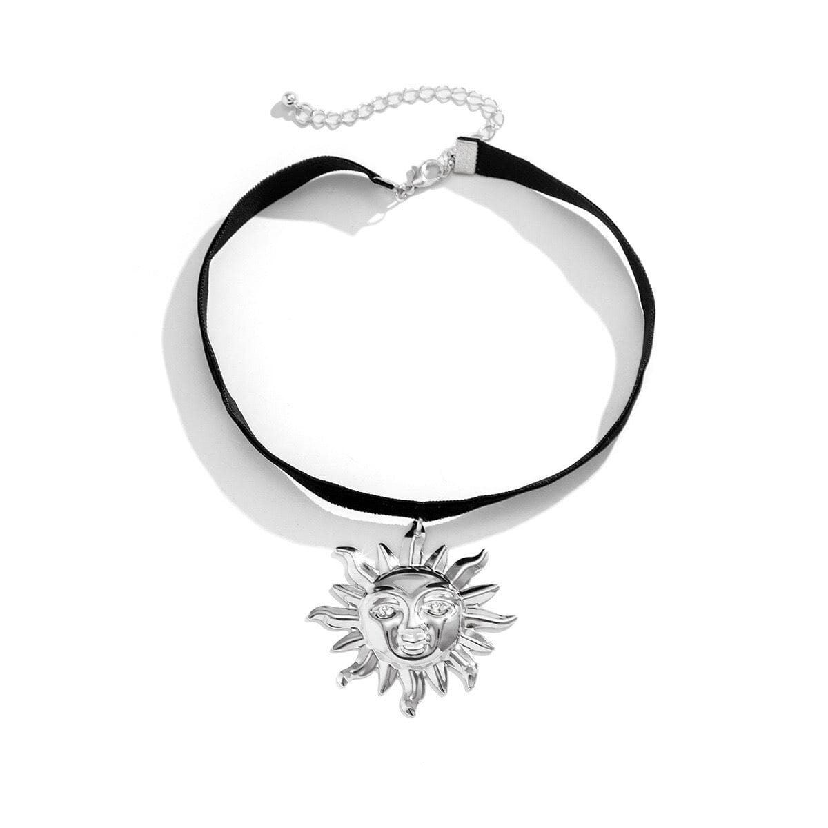 Retro Sun Flannel Choker Necklace Necklace Claire & Clara Silver