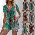 Riley V-Neck Print Short Sleeve Shirts & Tops Claire & Clara