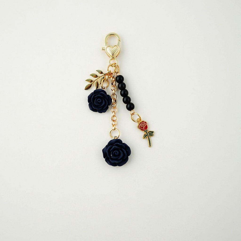 Rose Camellia Resin Alloy Keychain Pendant Apparel & Accessories Claire & Clara Navy