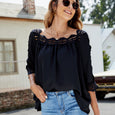 Ruby Lace Crochet Square Collar Top Top Claire & Clara
