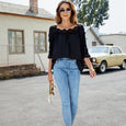 Ruby Lace Crochet Square Collar Top Top Claire & Clara