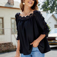 Ruby Lace Crochet Square Collar Top Top Claire & Clara Black S