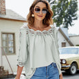 Ruby Lace Crochet Square Collar Top Top Claire & Clara Green S