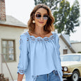Ruby Lace Crochet Square Collar Top Top Claire & Clara Light Blue S