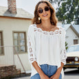 Ruby Lace Crochet Square Collar Top Top Claire & Clara White S