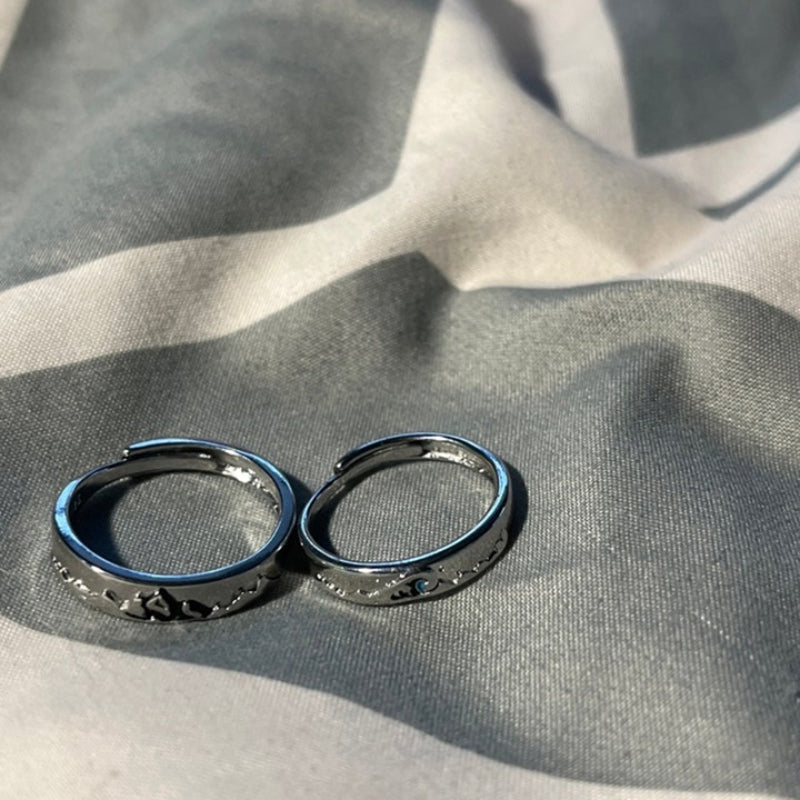 S925 Silver Mountain Ocean Couple Ring Rings Claire & Clara