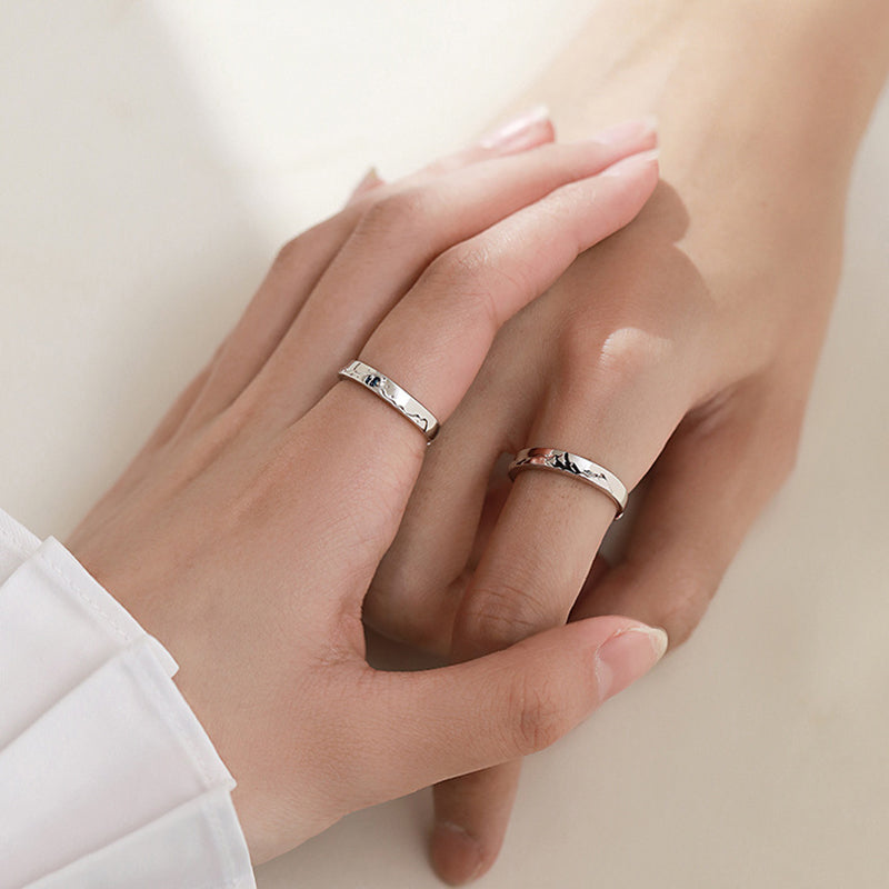 S925 Silver Mountain Ocean Couple Ring Rings Claire & Clara
