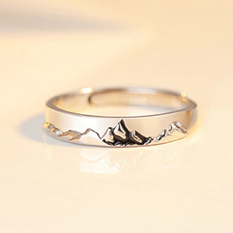S925 Silver Mountain Ocean Couple Ring Rings Claire & Clara Mountain